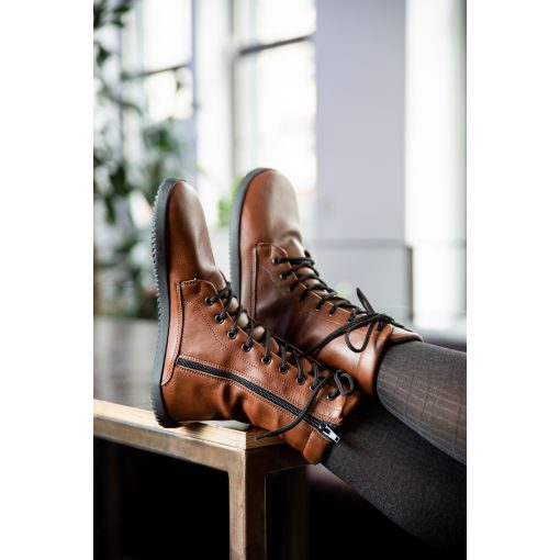 AHINSA SHOES JAYA ZIP-UP BROWN