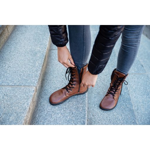 AHINSA SHOES JAYA ZIP-UP BROWN